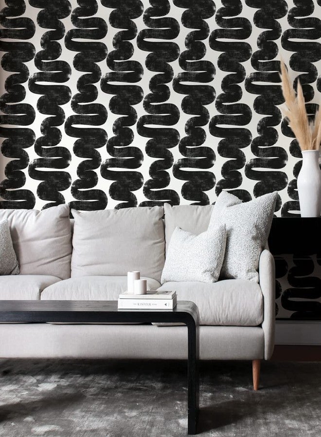 Tempaper x Bobby Berk White & Black Wiggle Room Removable Peel and Stick Wallpaper, 20.5 in X 33 ft, Made in The USA - Image 5