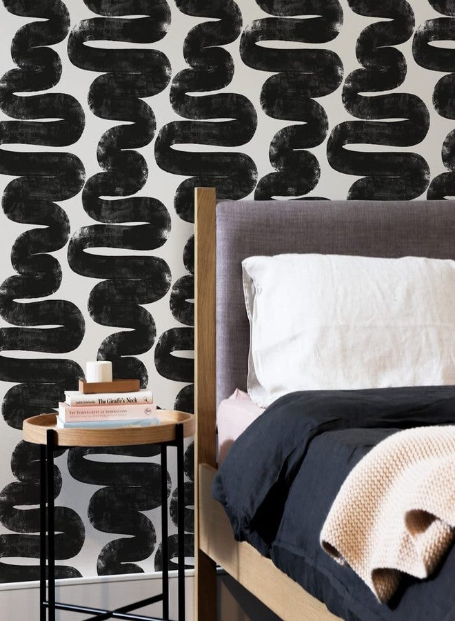 Tempaper x Bobby Berk White & Black Wiggle Room Removable Peel and Stick Wallpaper, 20.5 in X 33 ft, Made in The USA - Image 2