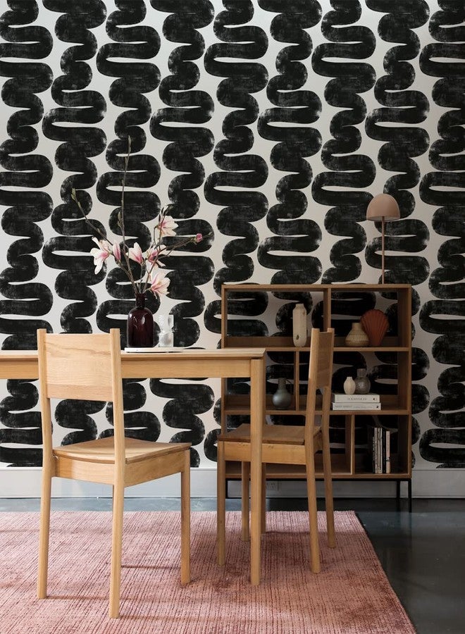 Tempaper x Bobby Berk White & Black Wiggle Room Removable Peel and Stick Wallpaper, 20.5 in X 33 ft, Made in The USA - Image 4