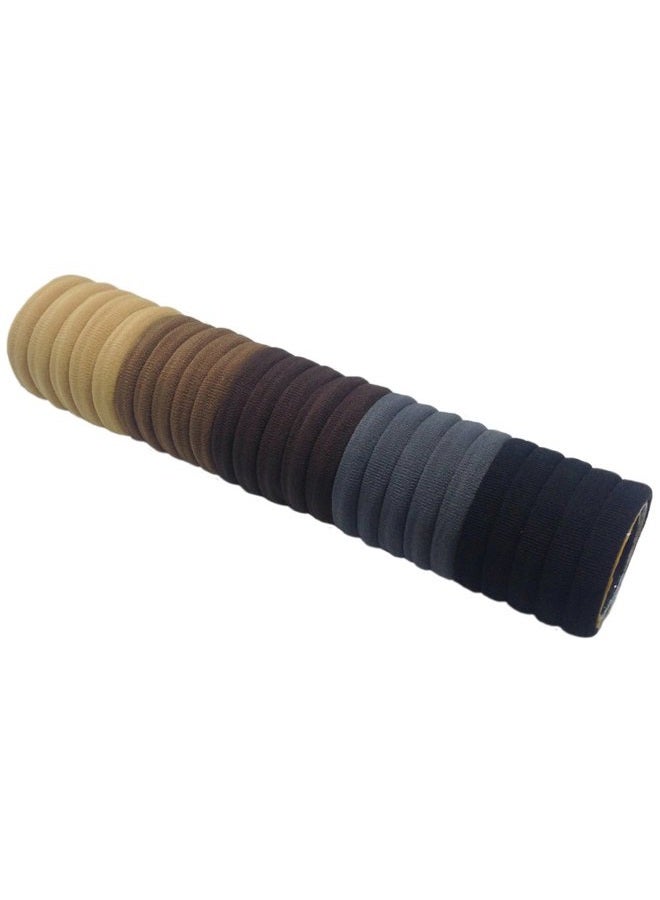 J-MEE Thick Seamless Cotton Hair Bands, Simply Hair Ties Ponytail Holders Headband Scrunchies Hair Accessories No Crease Damage For Thick Hair (Neutral Colors) - Image 4