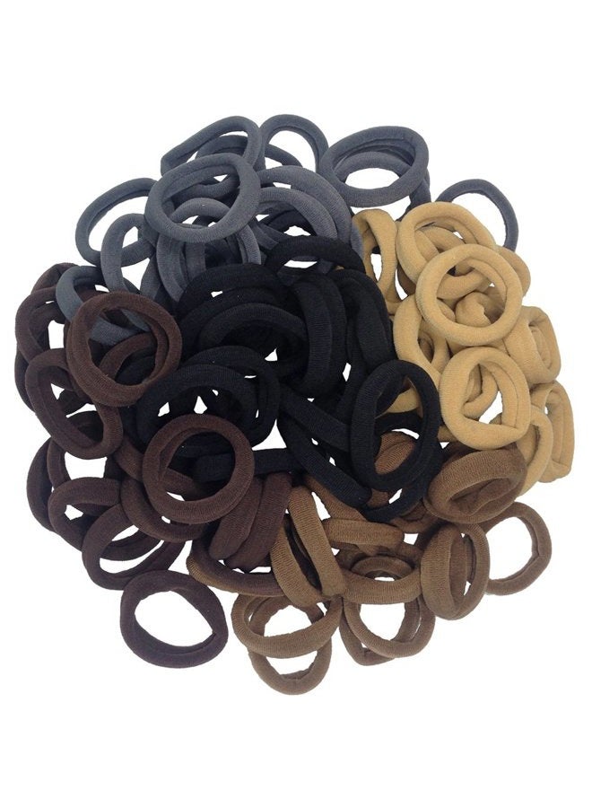 J-MEE Thick Seamless Cotton Hair Bands, Simply Hair Ties Ponytail Holders Headband Scrunchies Hair Accessories No Crease Damage For Thick Hair (Neutral Colors) - Image 1