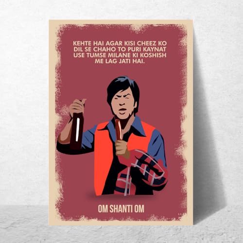 GRAY WALL Good Hope Bollywood Movie Om Shanti Om Poster Matte paper 300gsm 12X18 Inch bollywood dialogues SRK Motivational Quotes wall stickers Without Frame Poster for wall decor office Rooms Dining Hall Hotels Restraunt Matte Finish Posters for Boys Rooms - Image 1
