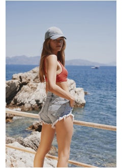trendyol Red Bralet Textured Bikini Top TBESS24BU00063  - Image 3