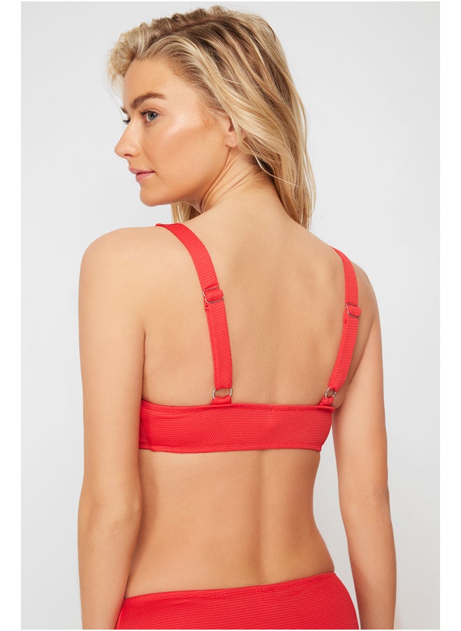Red Bralet Textured Bikini Top TBESS24BU00063