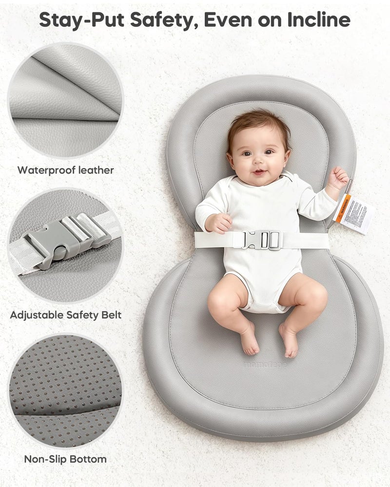 mamatepe Baby Changing Pad with Waterproof & Wipe-Clean, Non-Slip Foldable PU Diaper Changing Pad, Adjustable Safety Belt, Changing Pad for Dresser, Changing Table,30"X19",Gray - Image 5