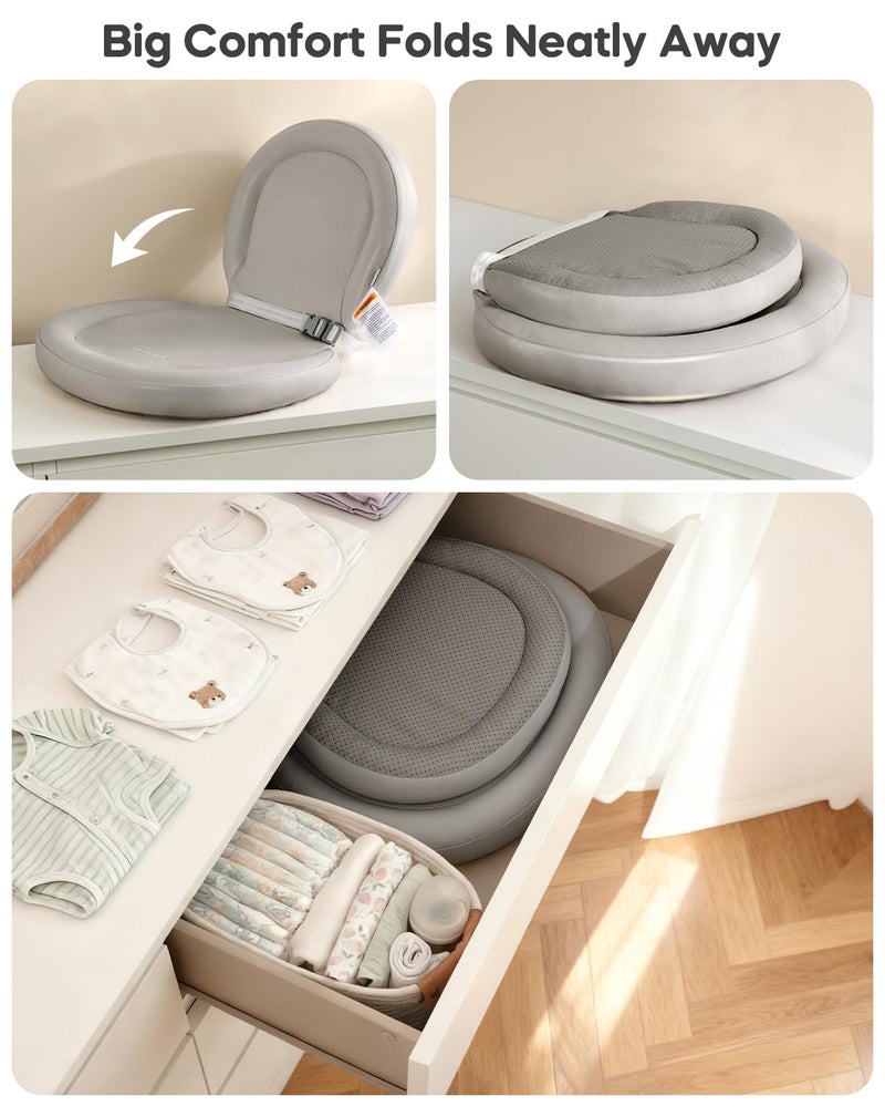 mamatepe Baby Changing Pad with Waterproof & Wipe-Clean, Non-Slip Foldable PU Diaper Changing Pad, Adjustable Safety Belt, Changing Pad for Dresser, Changing Table,30"X19",Gray - Image 3