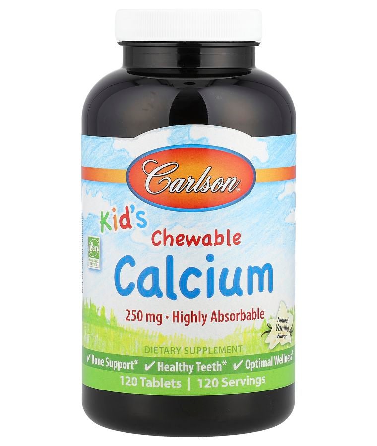 كالسيوم قابل للمضغ للأطفال بنكهة الفانيليا الطبيعية 250 ملغ 120 قرص