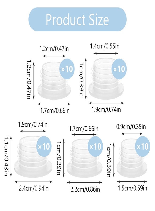 Bremorou 50Pcs Salt And Pepper Stoppers Plugs 0.35 Inch To 0.74 Inch Diameter Replacement Plug Reusable Clear Round End Cap Plastic Stoppers For Salt And Pepper Shakers Flower Pots Bottles Pipes Etc - Image 2