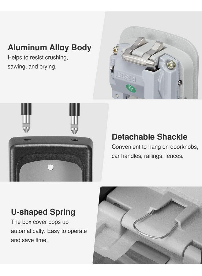Puroma Key Lock Box For House Keys, Realtor's Waterproof Combination Lockbox Portable Resettable Wall Mounted & Hanging Key Safe Lock Box, Gray - Image 5