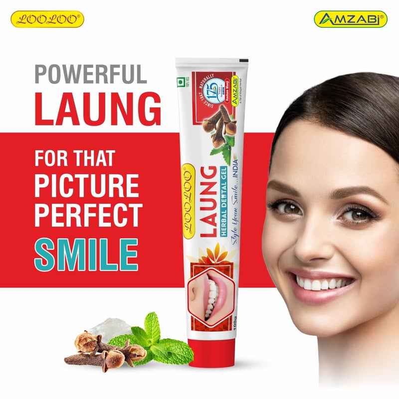 LooLoo Herbal Dental Gel Laung |Organic Gel |Herbal Clove Gum Care Toothpaste |Toothache & Gum Inflammation-Pack Of 4 (100G Each) - Image 3