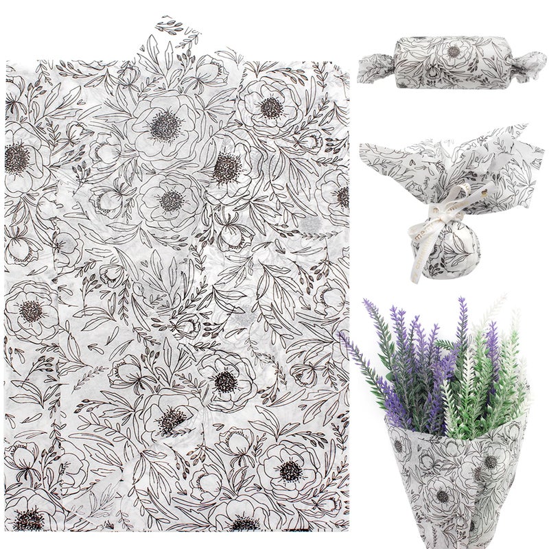 Benvo 20 Sheets Floral Print Tissue Paper 20 inch x 29 inch Decoupage Paper Decorative Tissue Gift Wrapping for DIY Art Craft Spring Wedding Birthday Baby Shower(Style C) - Image 1