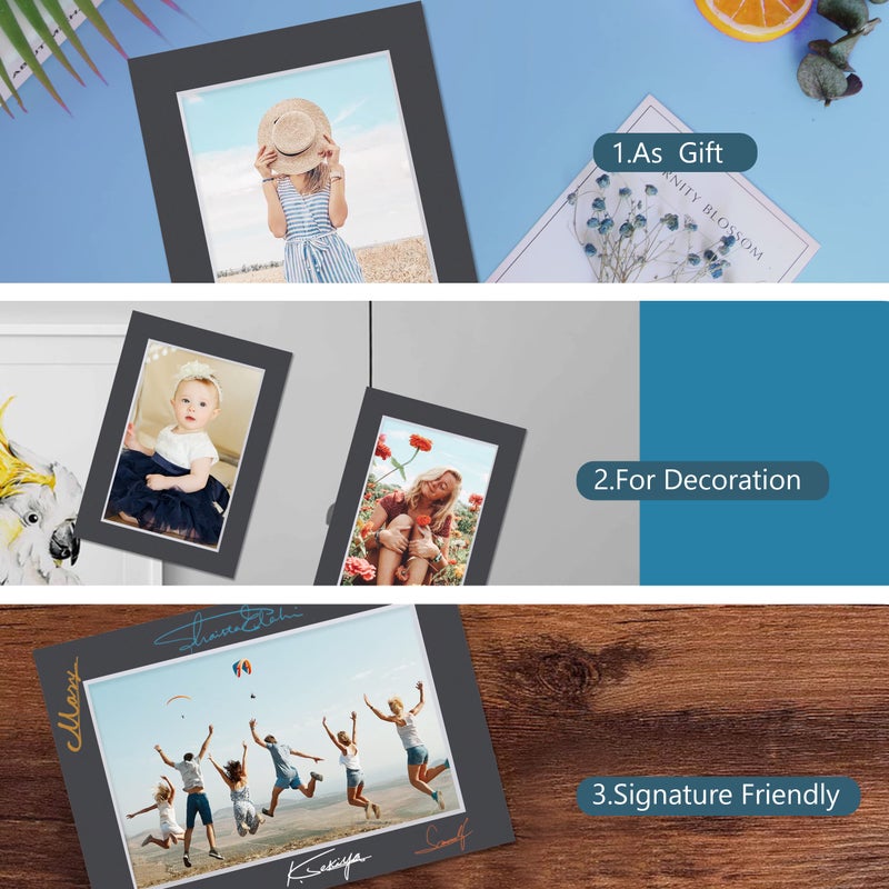 Somime 10 Pack Black Picture Frame 11X14 Mat Board White Core Bevel Cut Mats 8.5X11  Whole Frame Mat Kit Includes 10 Picture Photo Mattes & 10 Backings & 10 Krystal Sleeve Bags - Image 3