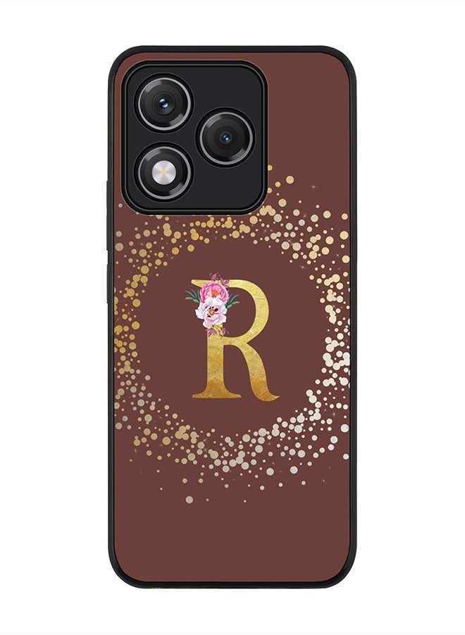 Stylizedd For Honor 400 Lite Case,Slim fit Camera Protection, Shockproof Thin Phone cover  - Custom Monogram Floral - R  (Brown )