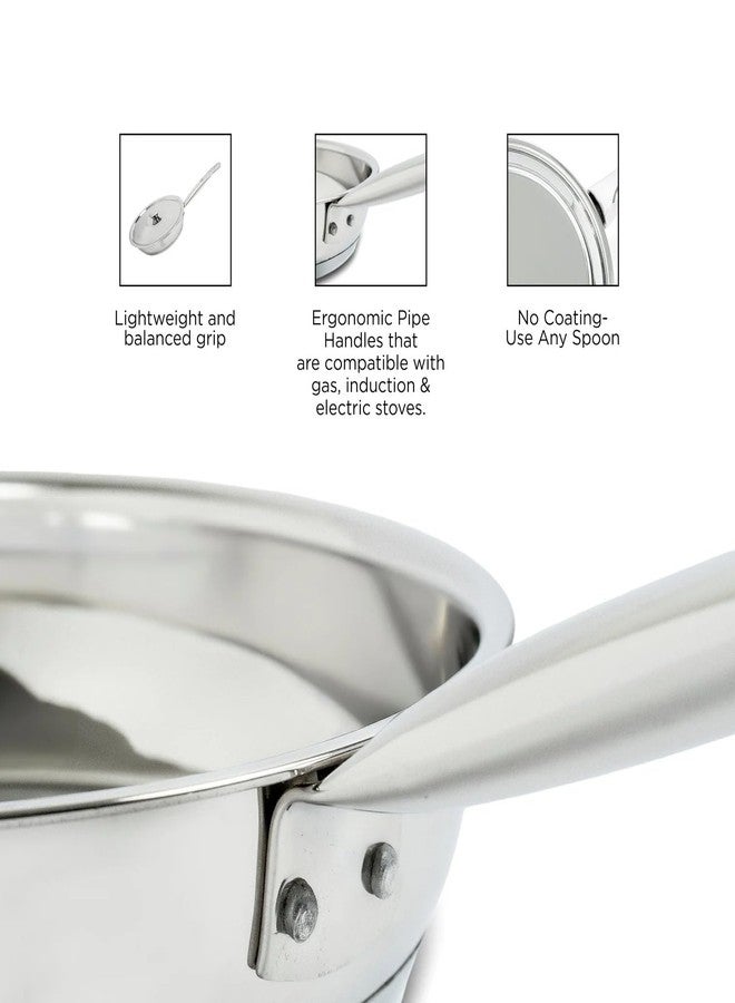 Omichef Sandwich Bottom Frypan/Frying Pan with Lid | 20 Cm (1.45 L) | ISI Certified | Durable Stainless Steel Construction | Healthy & Chemical-Free Cooking - Image 4