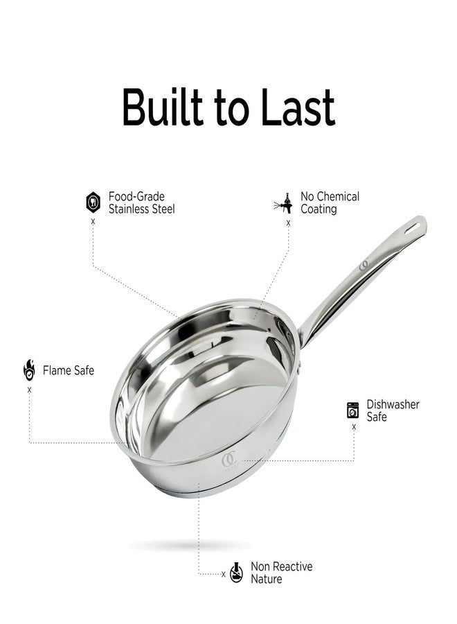 Omichef Sandwich Bottom Frypan/Frying Pan with Lid | 20 Cm (1.45 L) | ISI Certified | Durable Stainless Steel Construction | Healthy & Chemical-Free Cooking - Image 3
