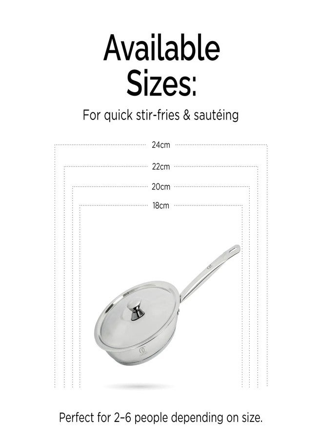 Omichef Sandwich Bottom Frypan/Frying Pan with Lid | 20 Cm (1.45 L) | ISI Certified | Durable Stainless Steel Construction | Healthy & Chemical-Free Cooking - Image 5