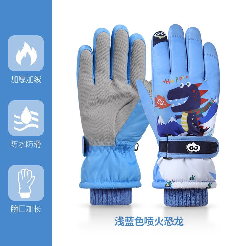 Kids Winter Gloves Warm Waterproof Snow Play undersea whales  - Image 5