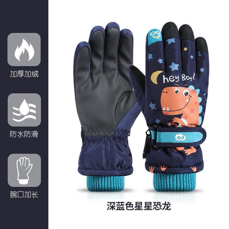 Kids Winter Gloves Warm Waterproof Snow Play undersea whales  - Image 4