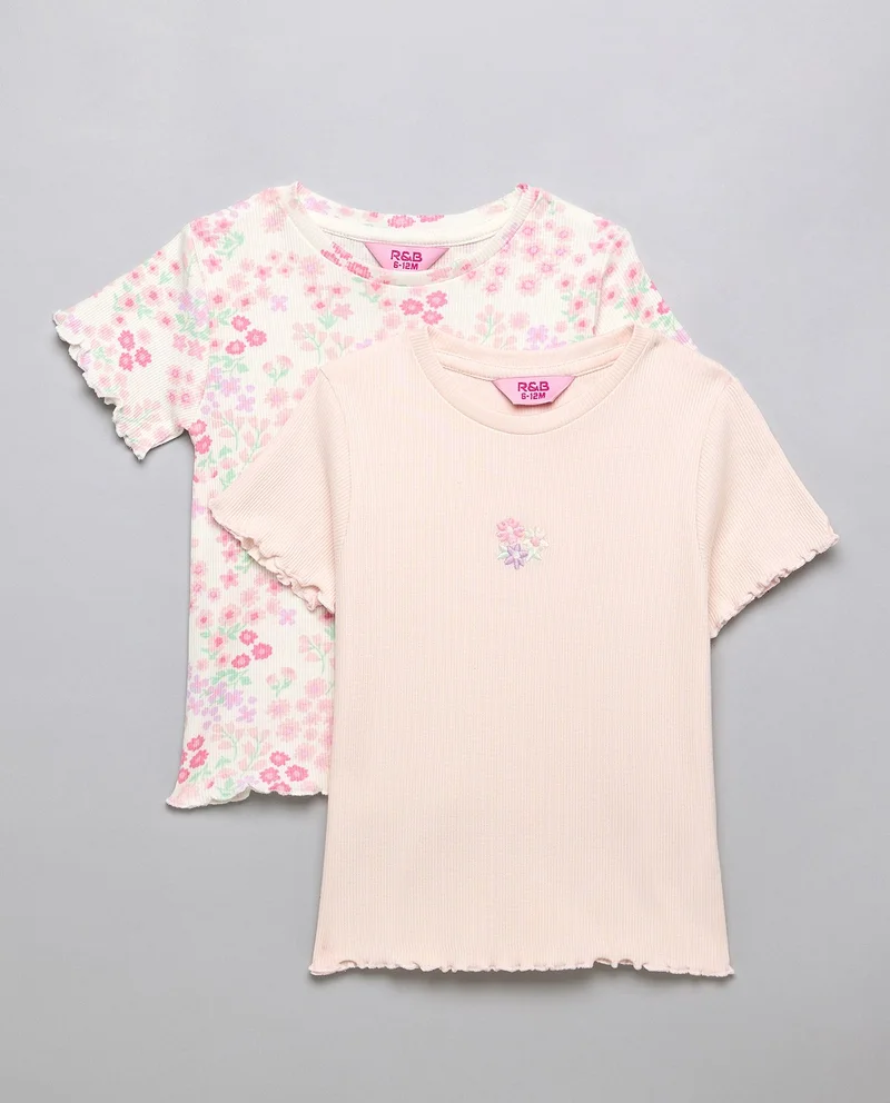 أر أند بي 2 Pack Printed Tops with Short Sleeves
