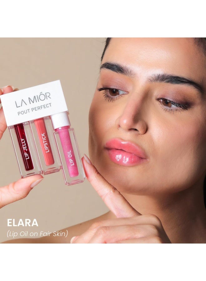 LaMior Pout Perfect 3-in-1 Lip Kit | Long-Lasting Lip Stain, Hydra Matte Liquid Lipstick & Non-Sticky Glossy Lip Oil | Hydrating, Vegan & Cruelty-Free Peptide Lip Care | Travel Makeup Kit with Nourishing Ceramides & Noni - Image 3