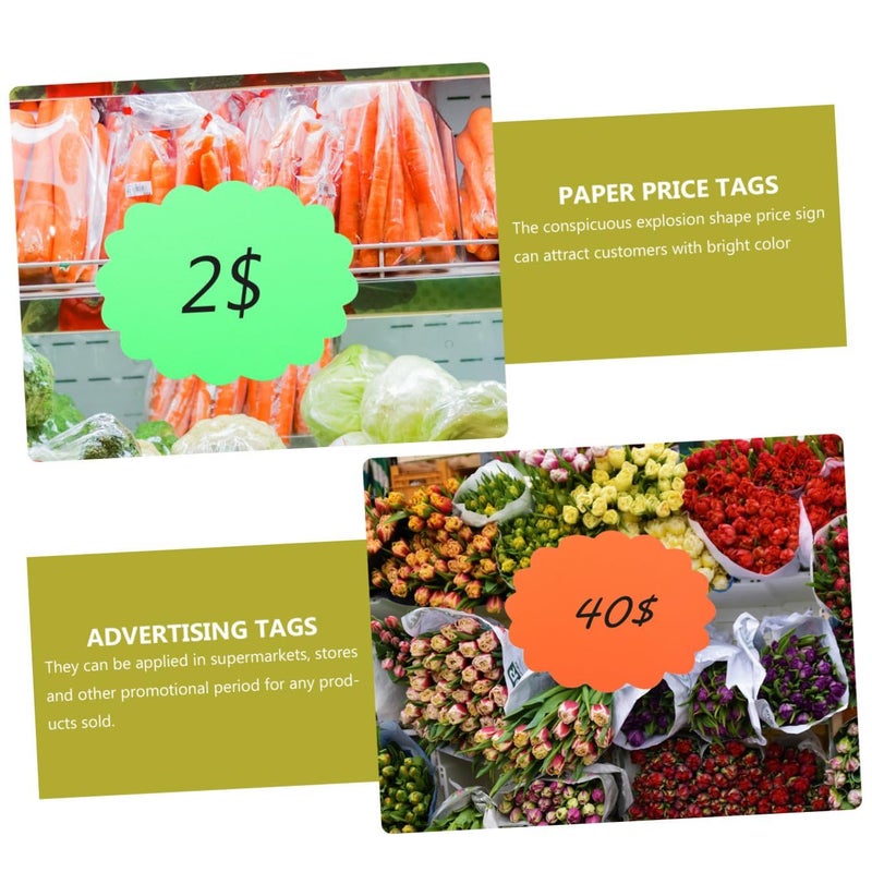 40 Pieces Fluorescent Price Tags Explosion Shape for Supermarkets Retail Stores - Image 5