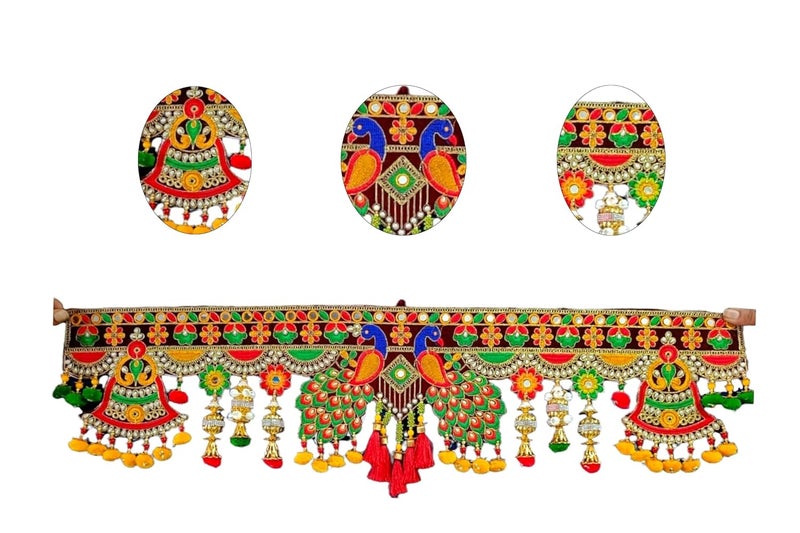 DK trades Handmade Entrance Main Door Hanging Toran Art Door Bandarwal For House Decoration 36 X 10Inch Diwali Decoration Toran Toran For Mandir Hangings For Decoration Door Multicolor - Image 2