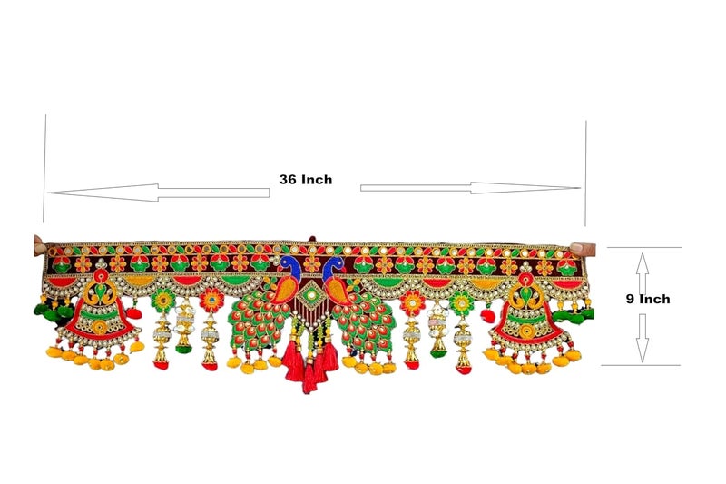 DK trades Handmade Entrance Main Door Hanging Toran Art Door Bandarwal For House Decoration 36 X 10Inch Diwali Decoration Toran Toran For Mandir Hangings For Decoration Door Multicolor - Image 4