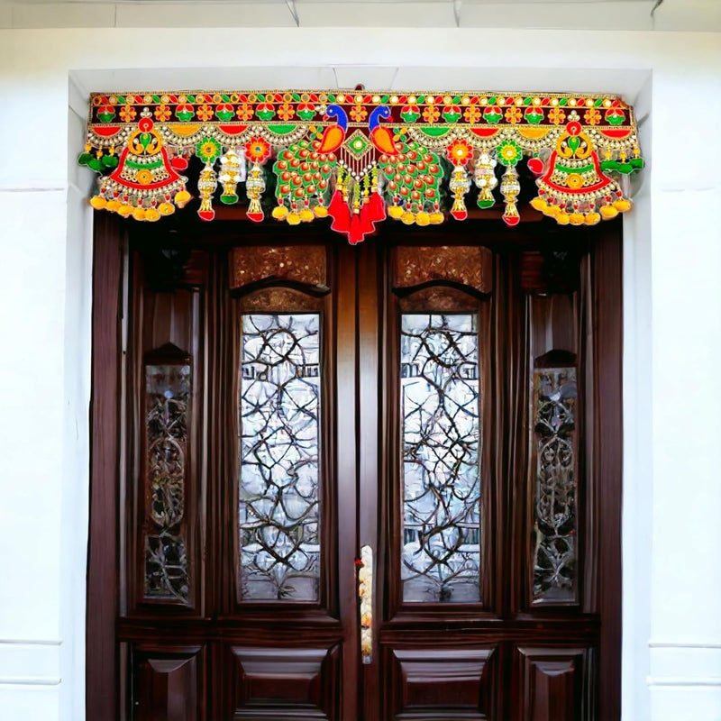 DK trades Handmade Entrance Main Door Hanging Toran Art Door Bandarwal For House Decoration 36 X 10Inch Diwali Decoration Toran Toran For Mandir Hangings For Decoration Door Multicolor - Image 1