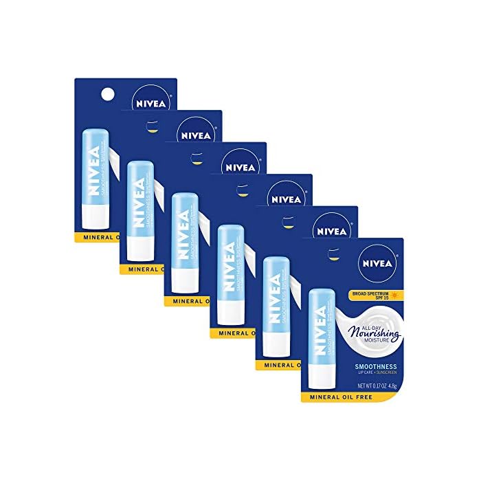 NIVEA Smoothness Lip Care SPF 15 Carded, 1 Count, Pack of 6