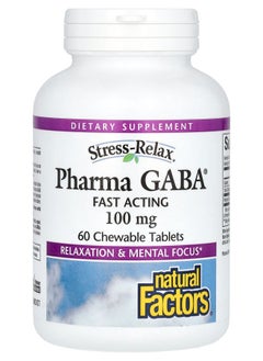 Stress-Relax Pharma GABA 100 mg 60 Chewable Tablets (50 mg Per Tablet)