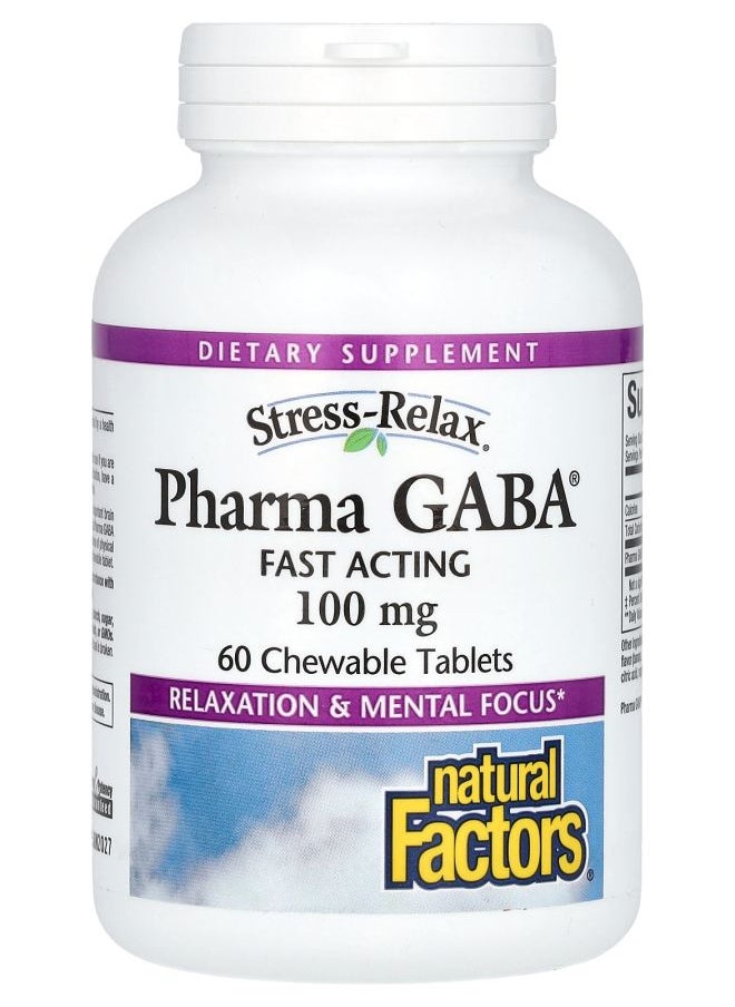 natural Factors - Stress-Relax Pharma GABA 100 mg 60 Chewable Tablets (50 mg Per Tablet) - Image 1