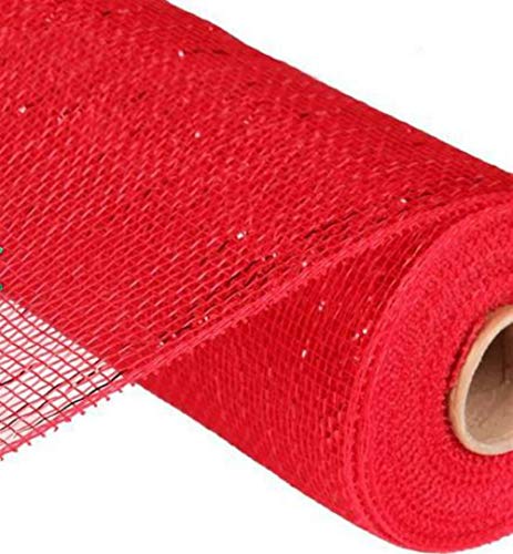 Craig Bachman 10 Inch x 30 feet Deco Poly Mesh Ribbon - Metallic Red and Red Foil : RE130124 - Image 2