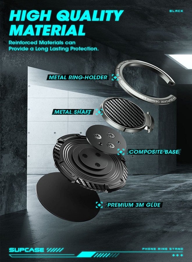 SUPCASE Cell Phone Ring Holder, 360° Rotation & 180° Flip Universal Phone Ring Stand with Metal Phone Grip Compatible for Magnetic Car Mount (Black) - Image 5