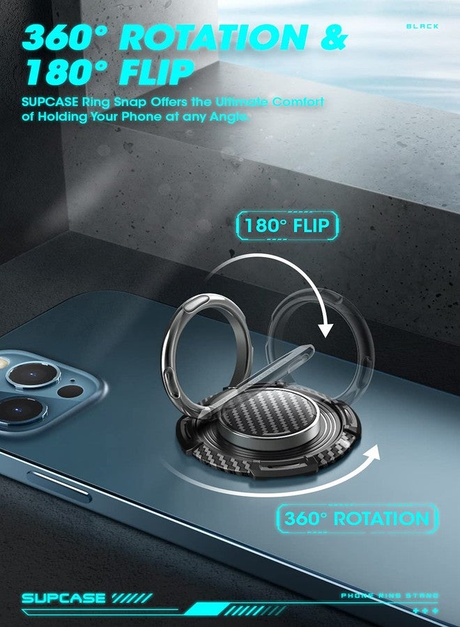 SUPCASE Cell Phone Ring Holder, 360° Rotation & 180° Flip Universal Phone Ring Stand with Metal Phone Grip Compatible for Magnetic Car Mount (Black) - Image 3