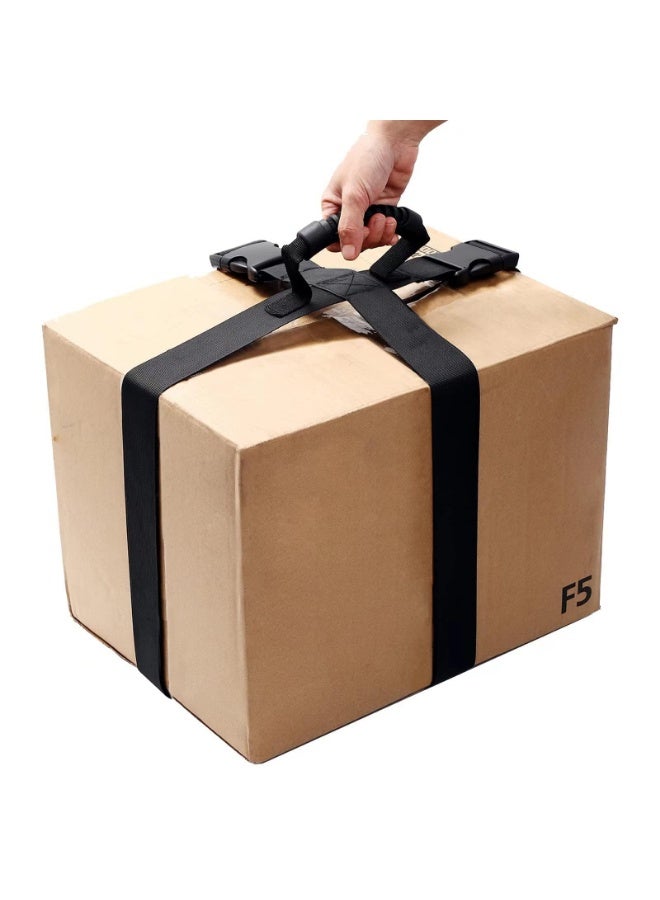 Box Carrying Strap with Handle, Handheld Belt for Safely Moving and Lifting Heavy Boxes, Adjustable Belt, Cross Style Carry Straps, Suitable for Groceries, Luggage (black(74.8 inch)) - Image 1