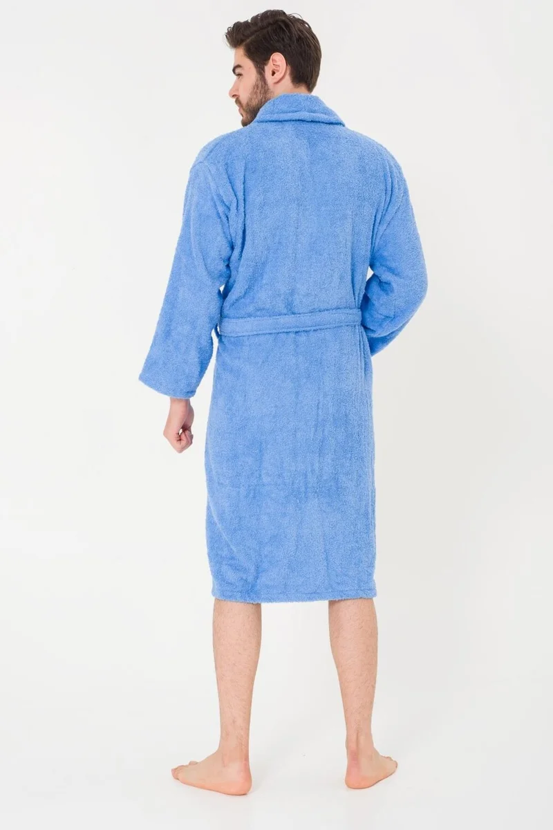 Cotenconcept Plain and Cotton Shawl Collar Men's Bathrobe