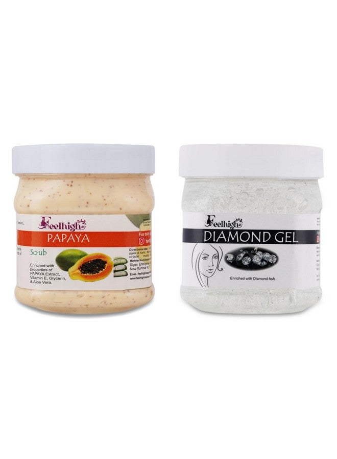 Feelhigh Papaya Scrub Enriched With Papaya Extract(500ml) & Diomond Gel (500ml)- Skin care & Facial products -(Scrub+gel)-pack2 - Image 1