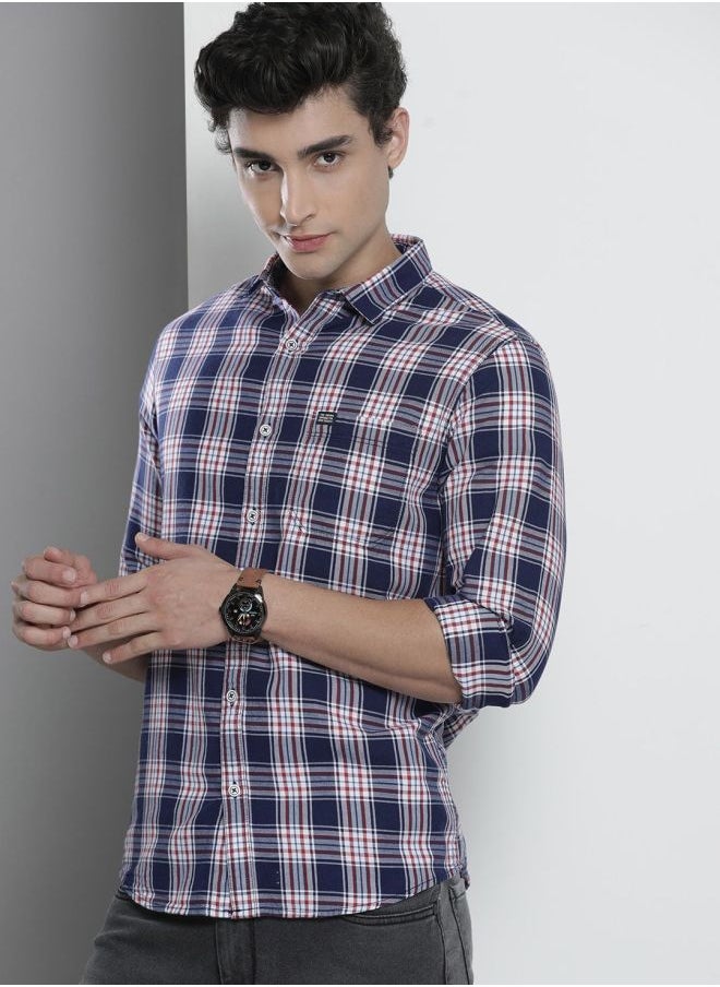 The Indian Garage Co - Men Slim Fit Checkered Full Sleeves Spread Collar Casual Shirt - Image 1