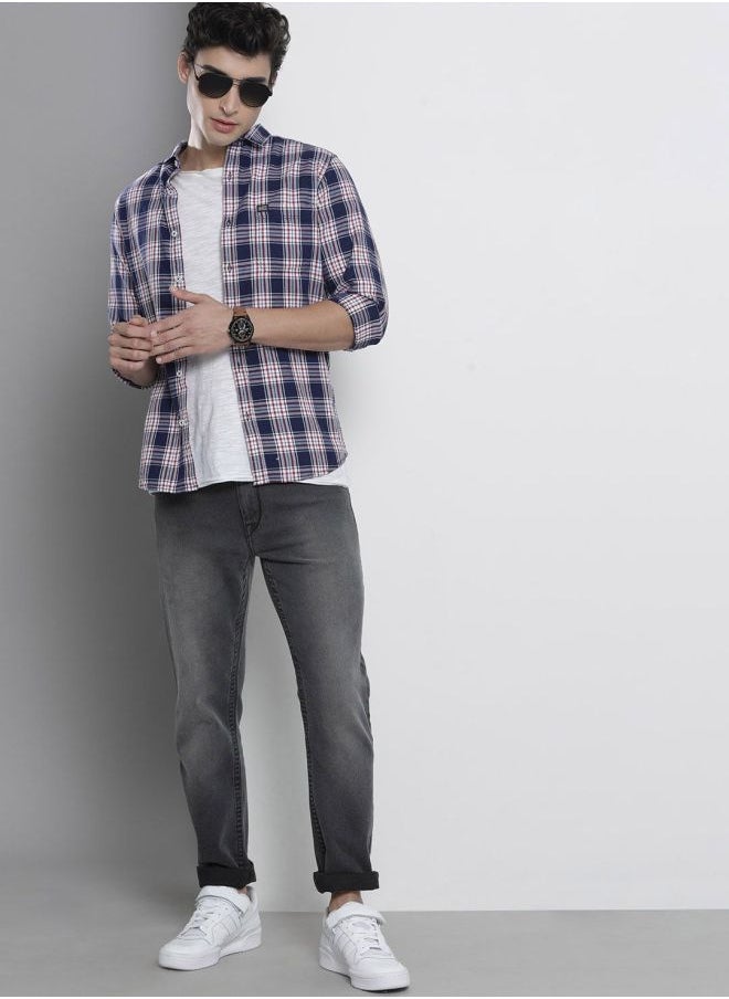 The Indian Garage Co - Men Slim Fit Checkered Full Sleeves Spread Collar Casual Shirt - Image 1
