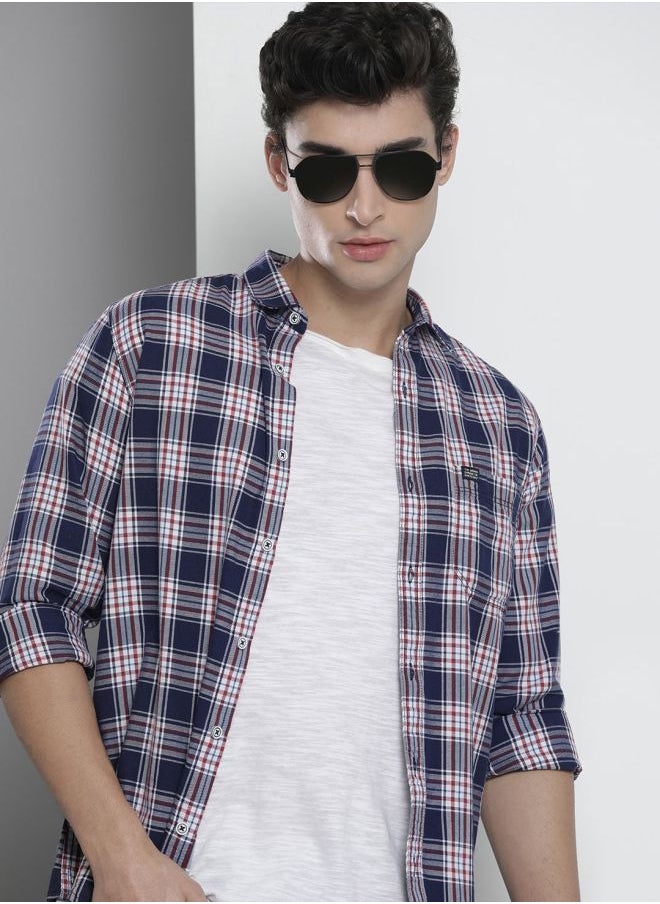 The Indian Garage Co - Men Slim Fit Checkered Full Sleeves Spread Collar Casual Shirt - Image 1