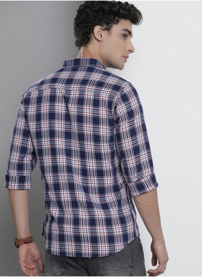 The Indian Garage Co - Men Slim Fit Checkered Full Sleeves Spread Collar Casual Shirt - Image 1