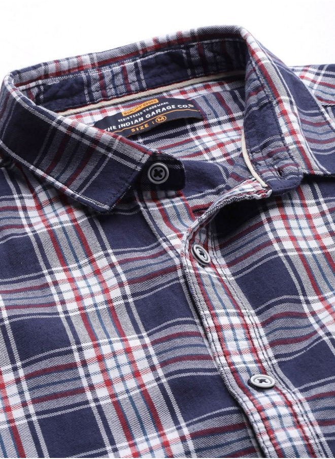 The Indian Garage Co - Men Slim Fit Checkered Full Sleeves Spread Collar Casual Shirt - Image 1