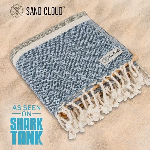 Sand Cloud Turkish Beach Towel - Sand Free - Fast Drying -100% Certified Organic Turkish Cotton Yarn - Great for Beach Bath or as a Blanket - As Seen on Shark Tank - Chains (Honey) - Image 2