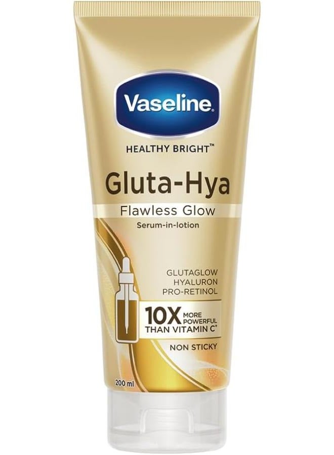 Vaseline Gluta-Hya Flawless Glow Serum In Lotion Boosted With GlutaGlow, for Visibly Brighter Skin 200ml