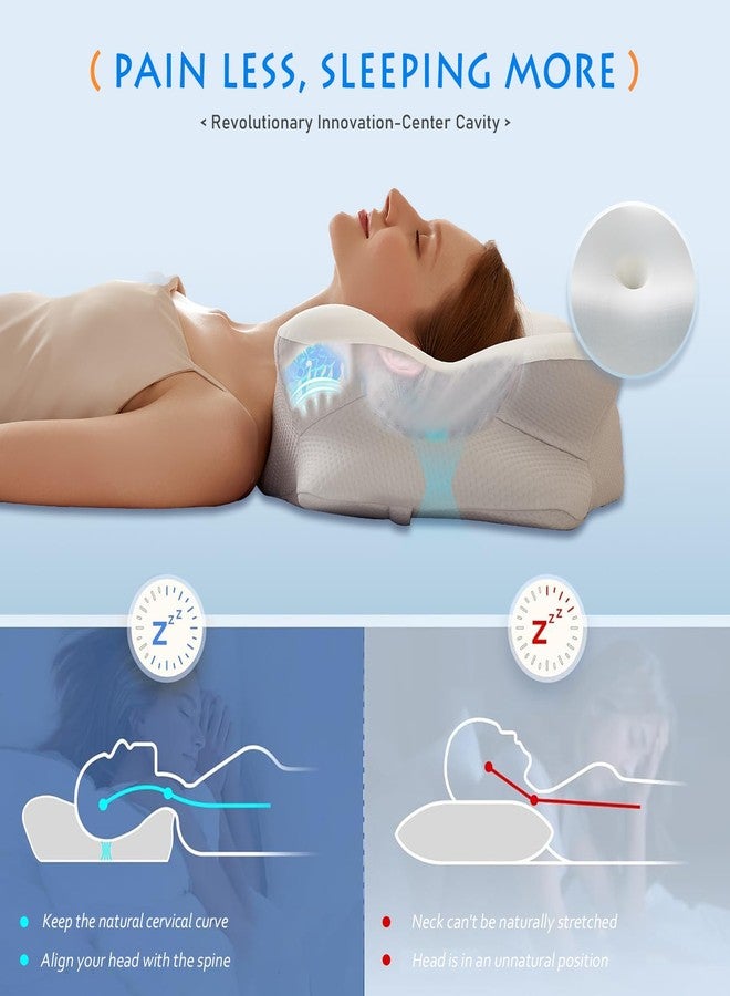 EUCIOR Cooling Gel Pillows for Neck and Shoulder,Cervical Pillow Cozy Sleeping,Odorless Ergonomic Contour Memory Foam Pillows for Side Back Stomach Sleepers with Pillowcase (Grey) - Image 4