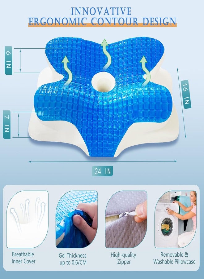 EUCIOR Cooling Gel Pillows for Neck and Shoulder,Cervical Pillow Cozy Sleeping,Odorless Ergonomic Contour Memory Foam Pillows for Side Back Stomach Sleepers with Pillowcase (Grey) - Image 5