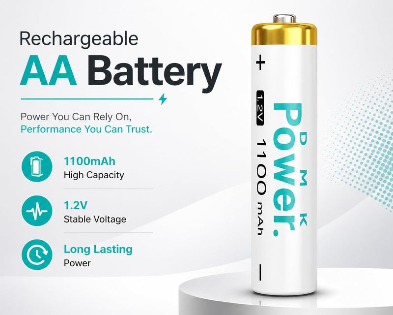 DMK Power Rechargeable AAA Batteries 1100mAh – 1.2V NiMH High Capacity (4 PCS) - Image 2