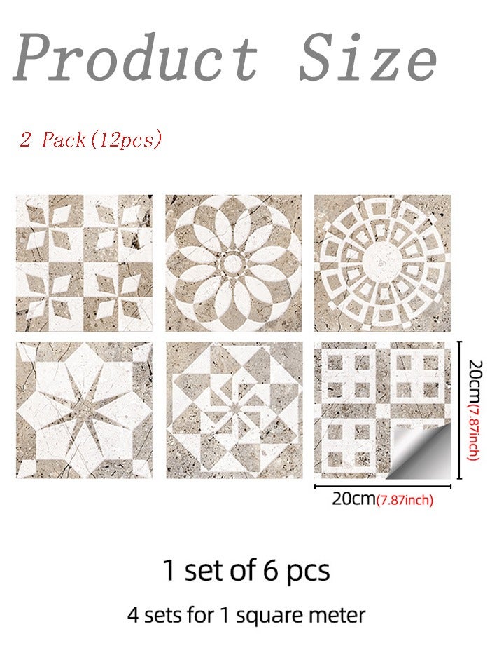 هومستر 2 مجموعات 12pcs الرخام تبدو قشرة وبلاط عصا - ماتي نسيج السيراميك ذاتي اللاصق الأرضية والجدار بلاط ملصقات، غير انزلاق للماء (20x20cm) - Image 4