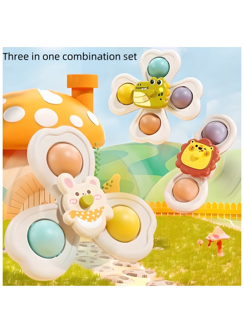 LIXADA 3pcs Whimsical Spinning Top Toy Set with Suction Cups - Colorful, Durable ABS - Safe & Educational for Youngsters - Perfect for Bath Time, Play, & Meals - Relax Game - Ideal Gift for Birthdays, Perfect Gift for Youngsters Age 6 Months+ - Image 1