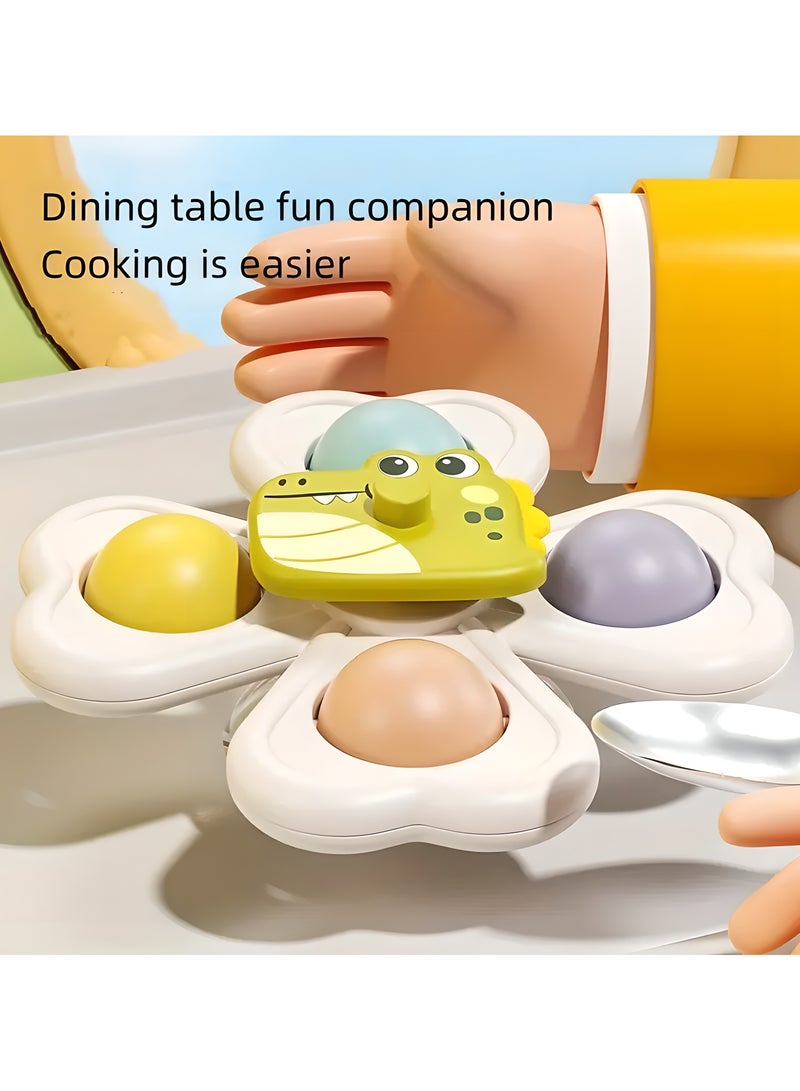 LIXADA 3pcs Whimsical Spinning Top Toy Set with Suction Cups - Colorful, Durable ABS - Safe & Educational for Youngsters - Perfect for Bath Time, Play, & Meals - Relax Game - Ideal Gift for Birthdays, Perfect Gift for Youngsters Age 6 Months+ - Image 2